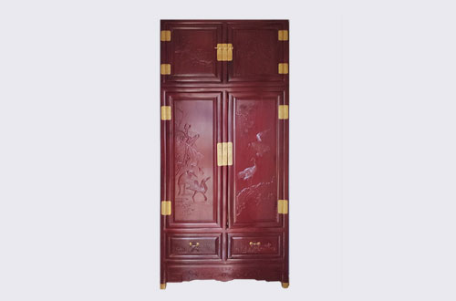 新巴尔虎右高端中式家居装修深红色纯实木衣柜